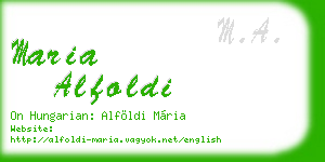 maria alfoldi business card