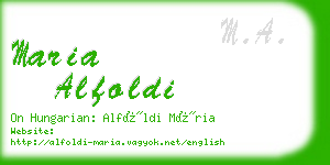 maria alfoldi business card